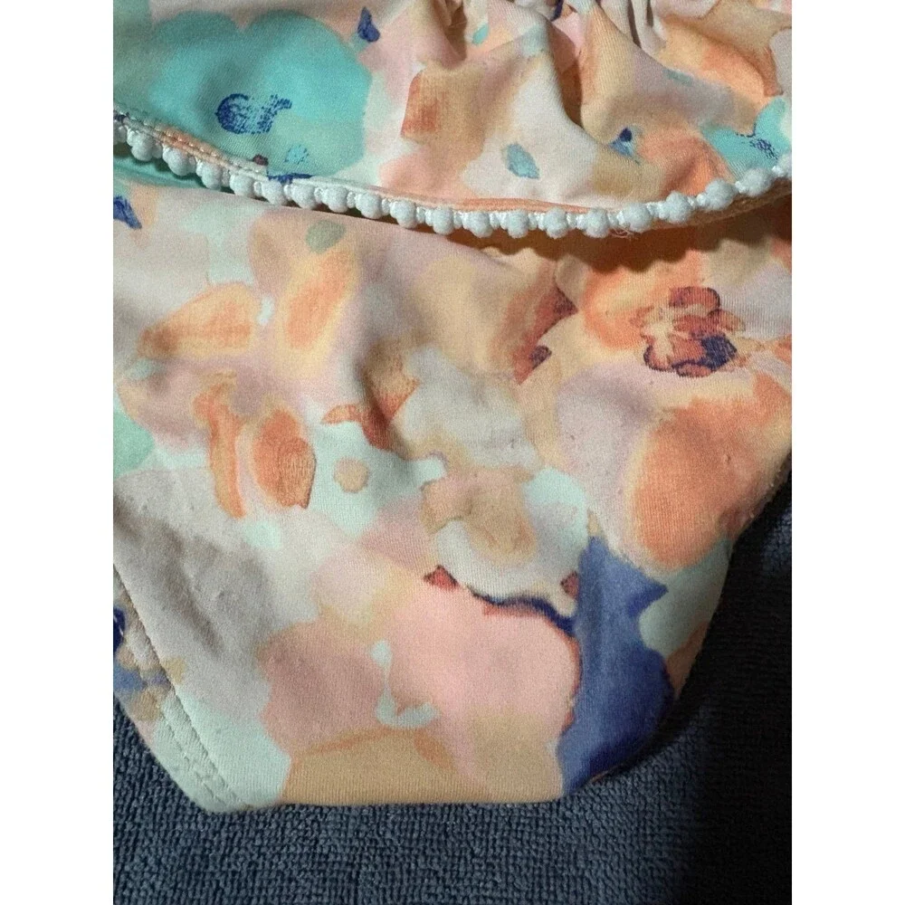 Janie and Jack Girls size 5 5t swim bikini suit 2 pc orange floral watercolor